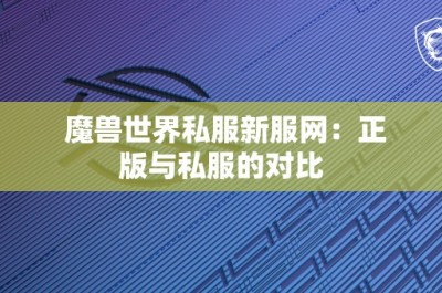 魔兽世界私服新服网：正版与私服的对比