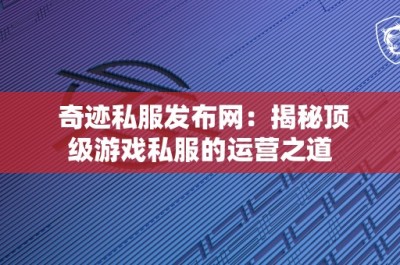 奇迹私服发布网：揭秘顶级游戏私服的运营之道