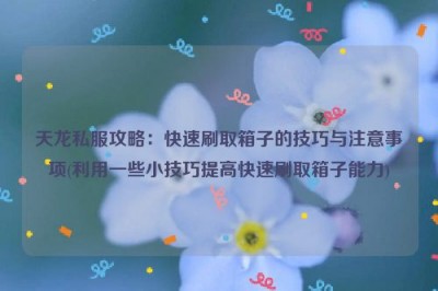 天龙私服攻略：快速刷取箱子的技巧与注意事项(利用一些小技巧提高快速刷取箱子能力)