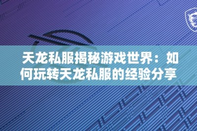 天龙私服揭秘游戏世界：如何玩转天龙私服的经验分享