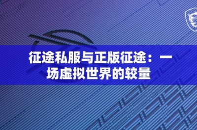 征途私服与正版征途：一场虚拟世界的较量