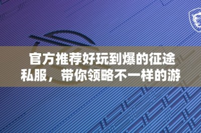 官方推荐好玩到爆的征途私服，带你领略不一样的游戏世界！