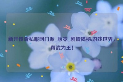 新开传奇私服网门派_版本_剧情揭秘:游戏世界，帮战为王！