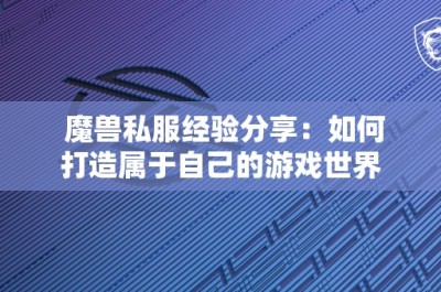 魔兽私服经验分享：如何打造属于自己的游戏世界