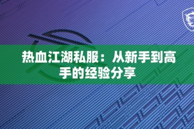 热血江湖私服：从新手到高手的经验分享