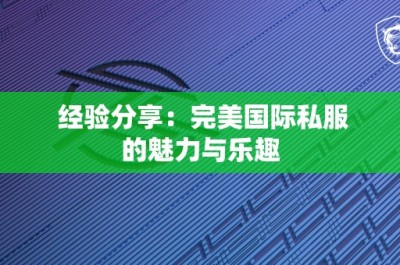 经验分享：完美国际私服的魅力与乐趣