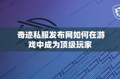 奇迹私服发布网如何在游戏中成为顶级玩家