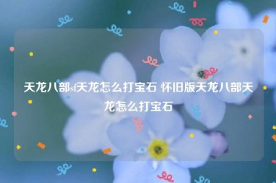 天龙八部sf天龙怎么打宝石 怀旧版天龙八部天龙怎么打宝石